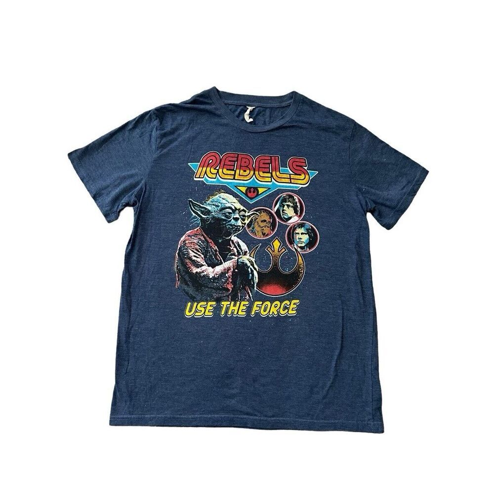 Star Wars Rebels Use The Force T Shirt Men Large Blue Yoda Chewy Luke Han‎ Solo